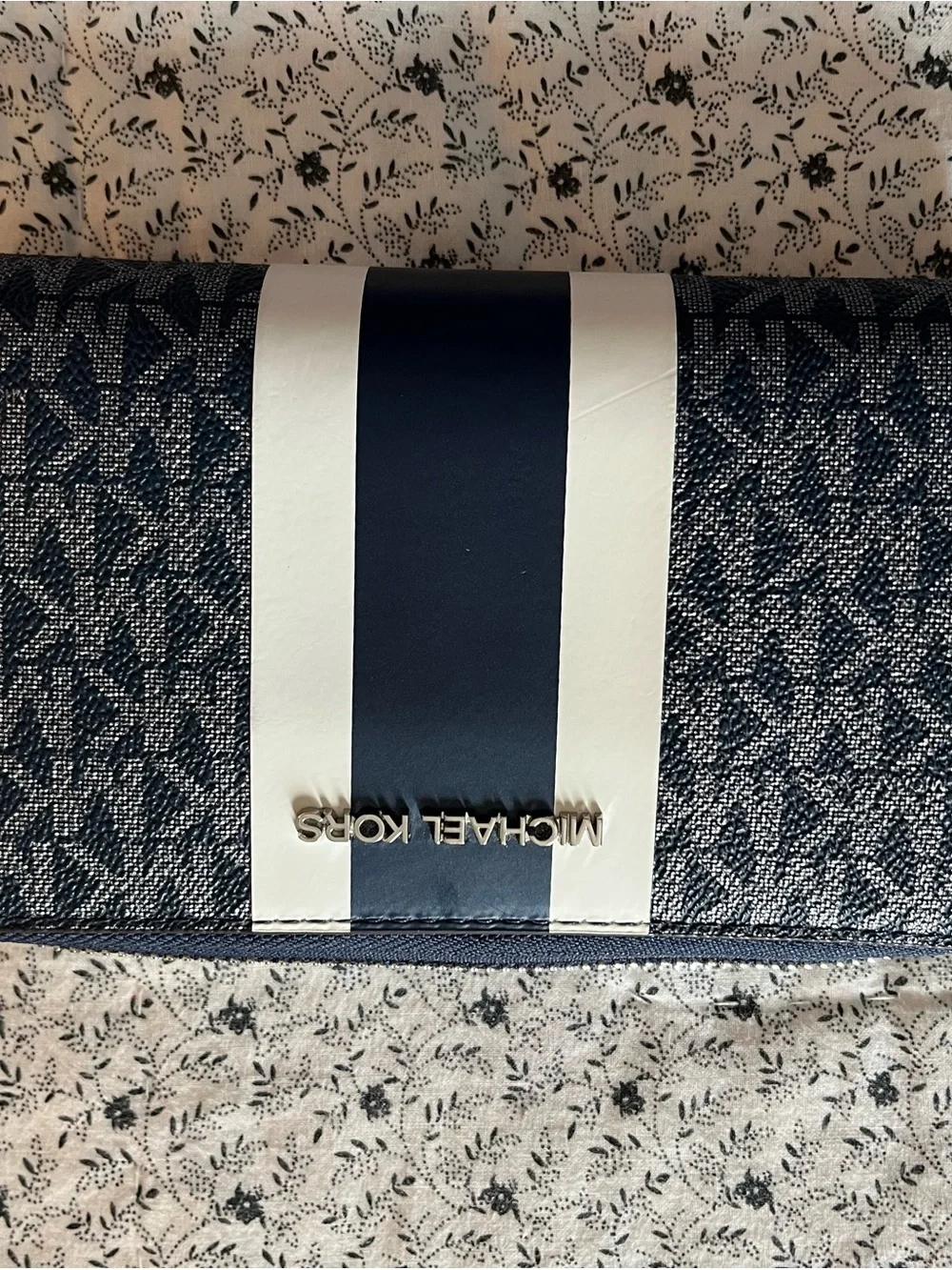 Michael Kors Navy Stripe Logo Purse and Wallet Set